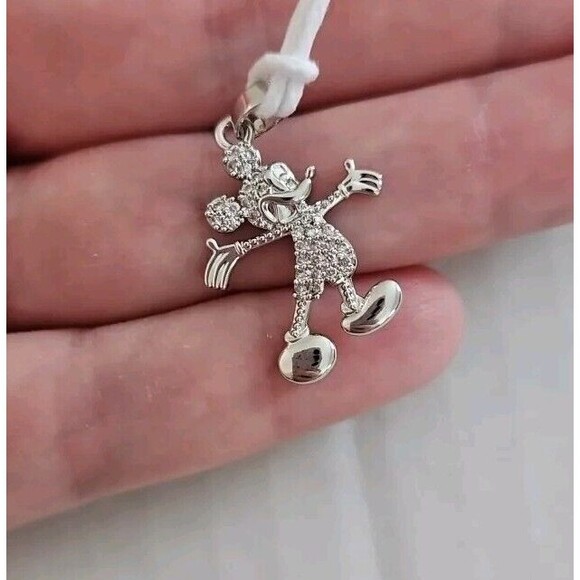 Stainless Steel And Crystal Pave Mickey Pendant - Picture 2 of 4